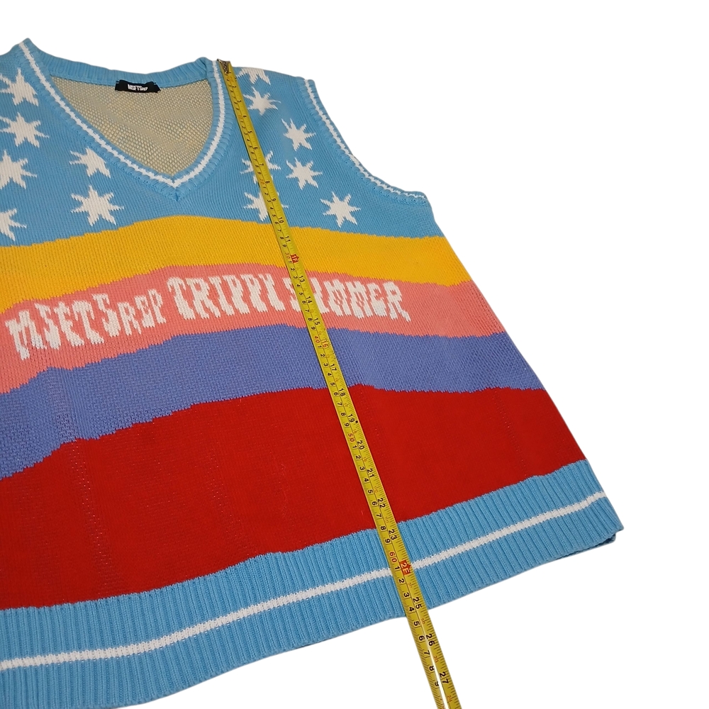 MSFTSrep Jaden Smith  Colorful V-Neck Sweater Vest L - Picture 4 of 7